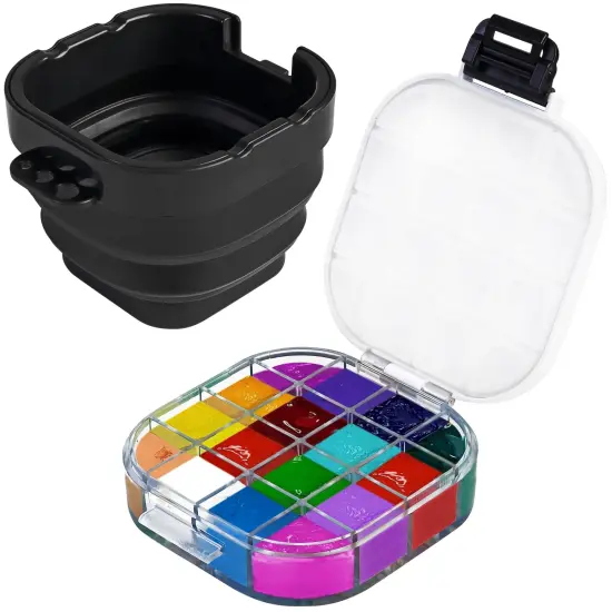 16 Well Empty Paint Organizer with Airtight Preservation, Each Cell Holds Up to 8ml of Paint Color for Easy Transportation, Small Lid Palette for Watercolor Gouache Acrylic Paint (Black) {2}