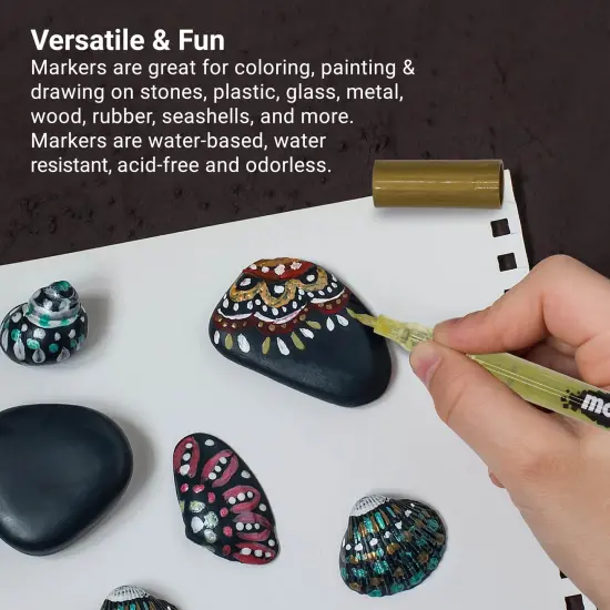 15 Colors Acrylic Paint Pens for Rock Painting including Gold and Silver Metallic Acrylic Paint Markers 0.7 mm Fine Point Pen for Glass, Wood Crafts, Metal {5}