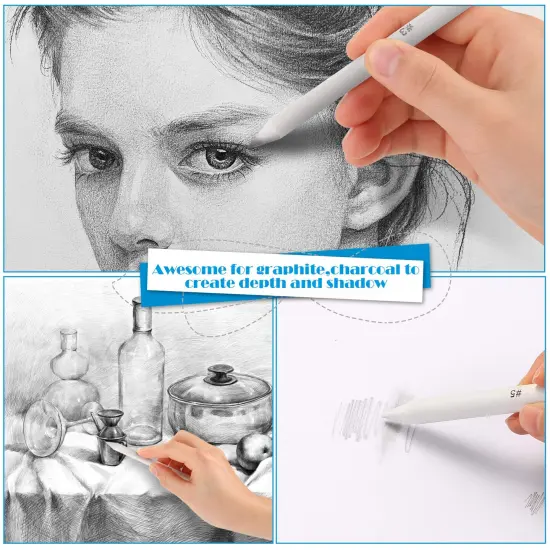 AGPTEK 22 PCS Sketch Drawing Tools, 16 Blending Stumps Set with 2 Sandpaper Pencil Sharpeners, 1 Pencil Extension Tool, 2 Erasers & 1 Felt Bag for Student Sketch Drawing Accessories {4}