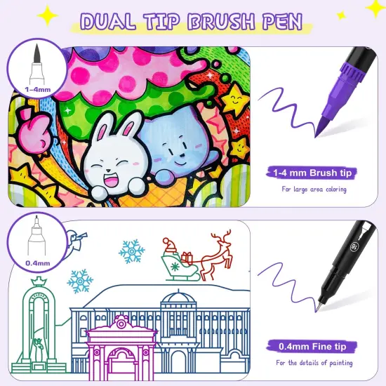 40 Color Brush Pens Set, Kids Adults Artist Fine Point Marker Pens, Watercolor Pens for Lettering, Drawing, Journaling, Note taking, Writing {6}