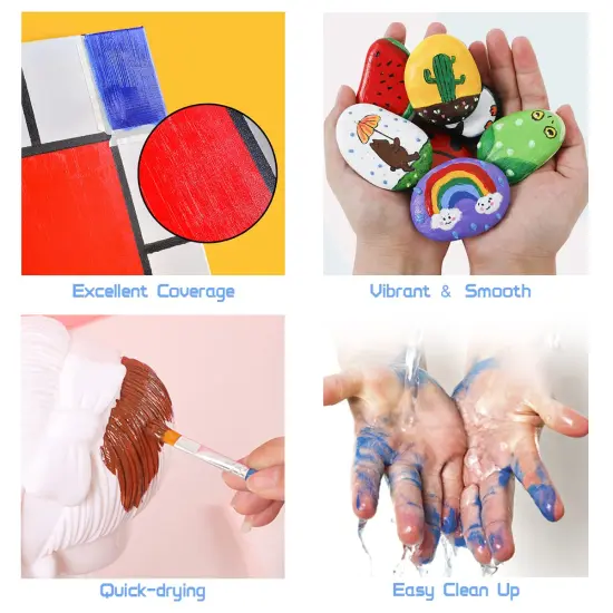 90 Pieces Washable Paint Set for Kids Arts and Crafts, Classroom Painting Supplies, 6 Acrylic Paint Sets of 12 Colors, Mixing Palette, Brushes {6}