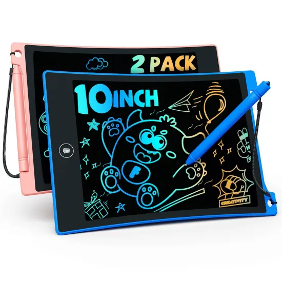 2 Pack 10in LCD Writing Tablet Coloring Doodle Drawing Board Pad for Kids with Stylus, Car Trip Educational Toys Easter Toys Birthday Gift for Toddlers 3 4 5 6 7 Kids Girls Boys {2}