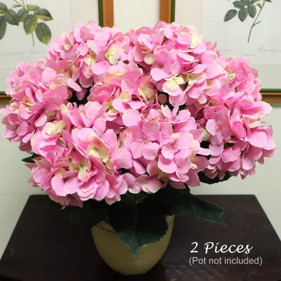 20-Inch UV Pink Hydrangea Bush with 7 Lifelike Silk Flowers for Indoor and Outdoor D&eacute;cor, Floral Home by Artificial Flowers {4}