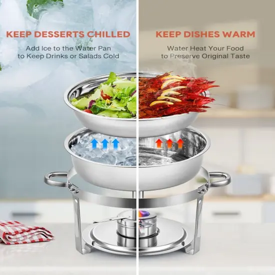 WILPREP 4 Pack 5.3qt Chafer Chafing Dish Stainless Steel Bain Marie Food Warmer {2}