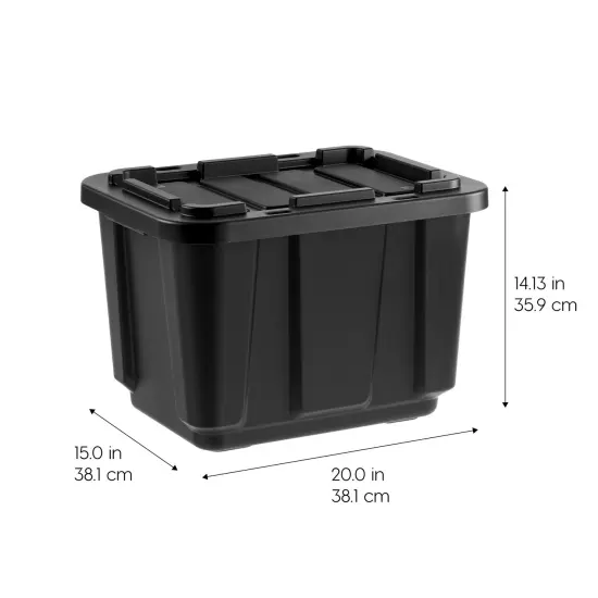 IRIS USA 11.5Gal Heavy-Duty Storage Plastic Bin Tote Container for Garage with Durable Lid Black {4}
