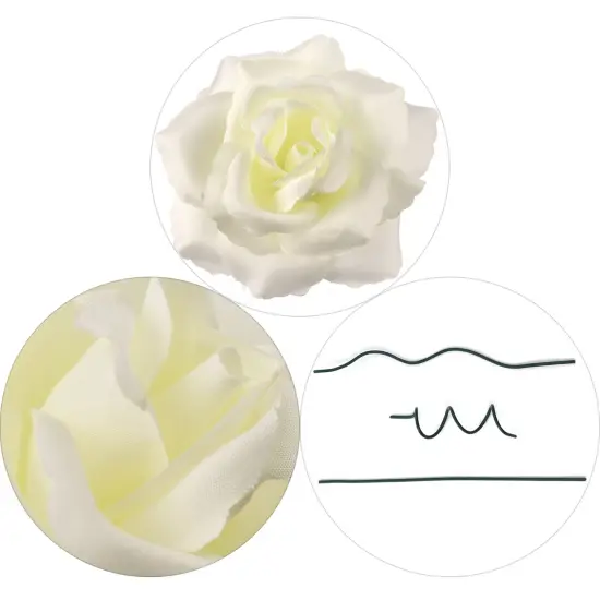 50-Pack: Cream White Silk Rose Picks with 8" Stems and 3" Blooms for DIY Floral Arrangements &ndash; Floral Home by Artificial Flowers {3}