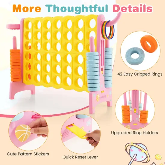 Costway Jumbo 4-to-Score 4 in A Row Giant Game Set with Stickers for Kids Adults Family Fun Red/Yellow {3}