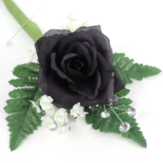 100-Pack: Noir Black Silk Rose Picks, 8" Stems, 3" Wide, Floral Home by Artificial Flowers {4}