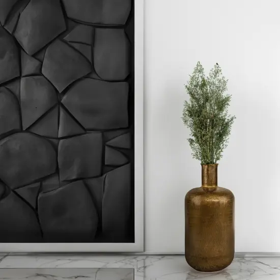 Antique Gold Metal 26 in Tall Floor Bottle Shape Vase for Entryway, Living Room, or Dining Room, Decorative, Tall, Home Decor, Classic Design, Living Room Centerpiece, Gold Finish, Unique Floor Accent {2}