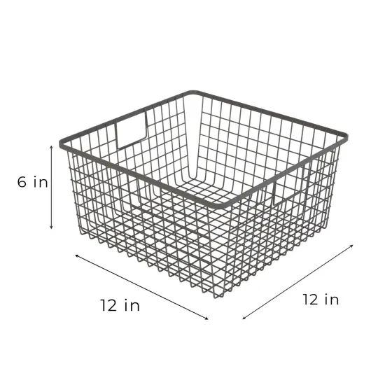 Smart Design Nestable Basket Organizer with Handles - Steel - 12 x 12 x 6 - Gunmetal - Set of 4 {3}