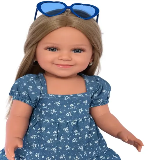 MBD Denim Maxi Dress for 18 Inch Kennedy and Friends Dolls and all Other 18 Inch Fashion Girl Doll-Complete Outfit with Sandals and Glasses {5}