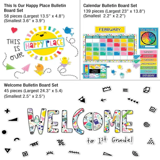 Carson Dellosa Happy Place 706PC Teacher Supplies, Calendar, Welcome Banner, Borders, Posters, Stickers, Name Labels for Kids and More Back to School Decorations for Bulletin Board and Classroom Decor {2}