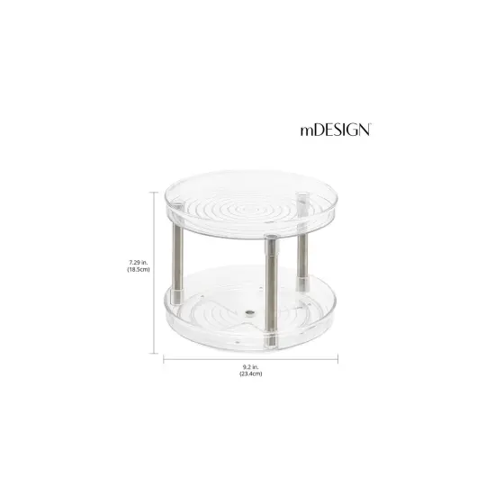 mDesign Spinning 2-Tier Lazy Susan Turntable Bathroom Storage Tower {3}