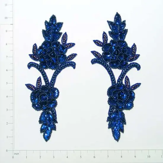 Rose Vine Sequin Applique/Patch Pack of 2 Black AB {3}