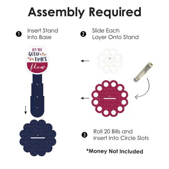 Big Dot of Happiness But First, Wine - DIY Wine Tasting Party Money Holder Gift - Cash Cake {6}