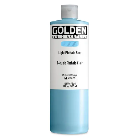 Golden Fluid Acrylic - Light Phthalo Blue, 16 oz Bottle {1}
