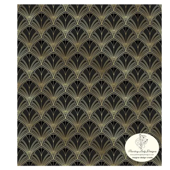 ART DECO - Decoupage and Mixed Media Art Paper in Elegant Black and Gold {2}