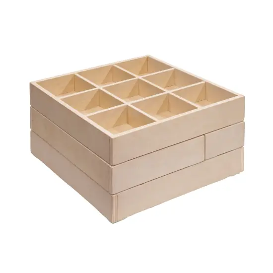 Kaplan Early Learning Company Loose Parts Stacking Wooden Trays - Set of 4 {3}