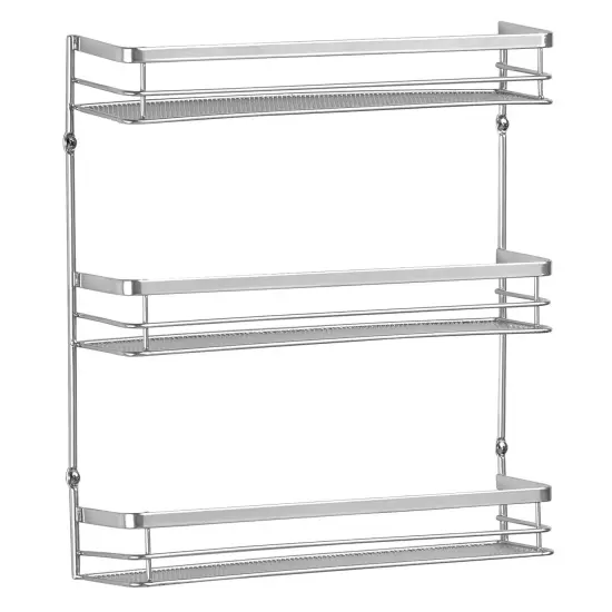 mDesign Steel Wall Mount 3-Tier Spice Rack Storage Organizer Basket {4}
