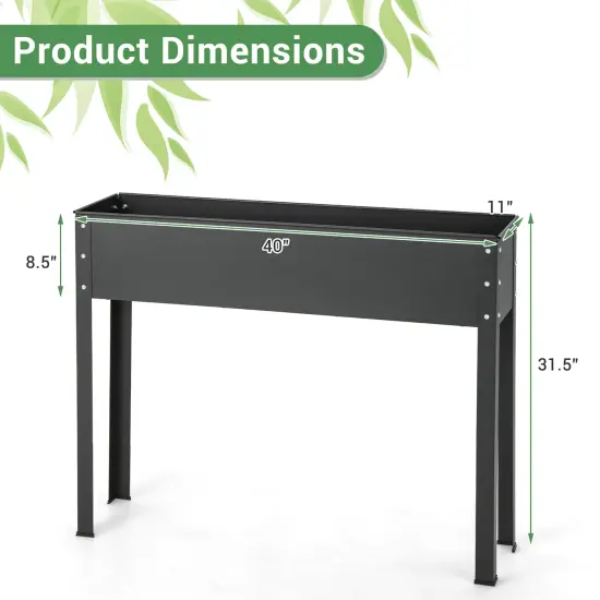 Costway 40" Raised Garden Bed with Legs Metal Elevated Planter Box Drainage Hole Backyard Green/Black {4}