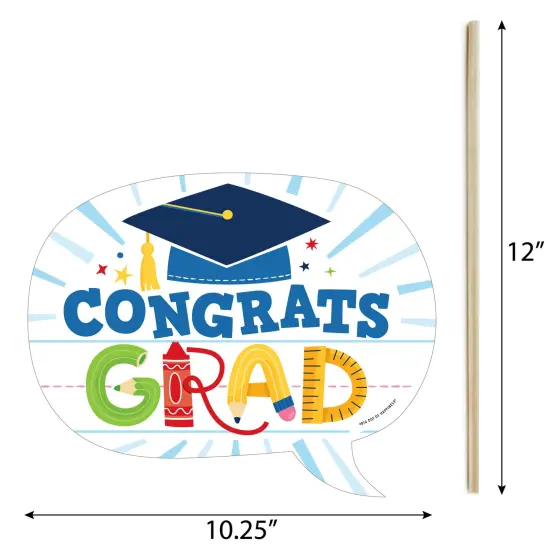 Big Dot of Happiness Funny Elementary Grad - Kids Graduation Party Photo Booth Props Kit - 10 Piece {6}