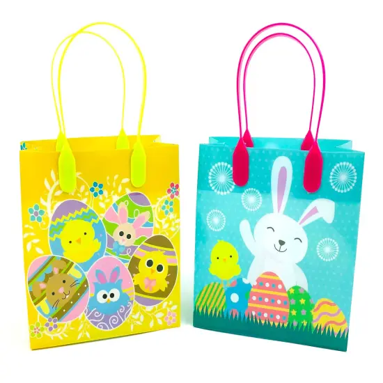 Tiny Mills Easter Party Favor Bags Treat Bags with Handles for Egg Hunt, Easter Candy Bags, Pack of 12 {2}