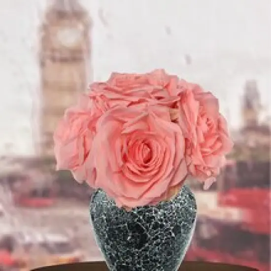 6-Pack 20" Pink Artificial Rose Stems &ndash; Realistic Open Blooms & Lifelike Green Foliage {2}