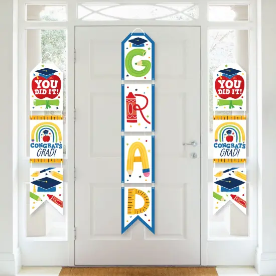 Big Dot of Happiness Elementary Grad - Hanging Vertical Paper Door Banners - Kids Graduation Party Wall Decoration Kit - Indoor Door Decor {1}