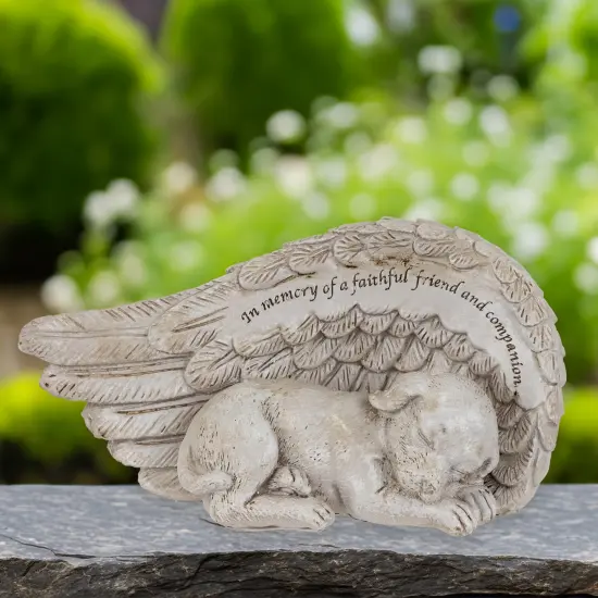 Northlight Sleeping Angel Dog Memorial Outdoor Garden Statue - 7" Gray {1}