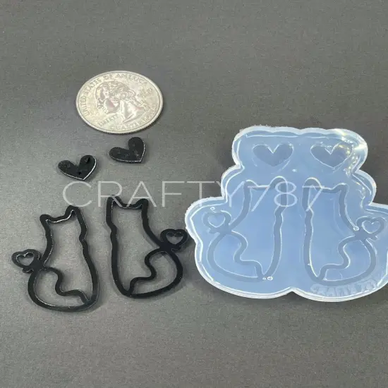 Cat Dangle Earring Silicone Mold Option 1 (D5) {6}