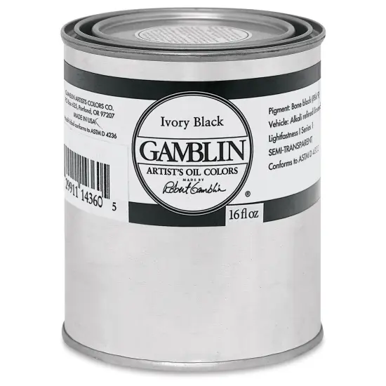 Gamblin Artist's Oil Color - Ivory Black, 16 oz Can {2}