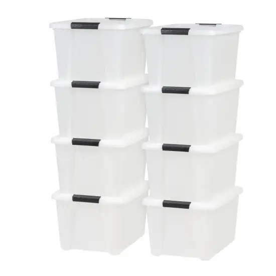 Plastic Storage Bins with Lids and Secure Latching Buckles Natural - 8 Pack {7}
