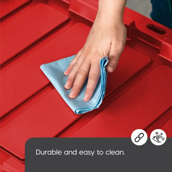 IRIS USA 27Gal Heavy-Duty Storage Plastic Bin Tote Container for Garage with Durable Lid Red {3}