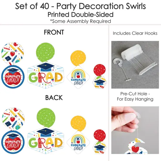Big Dot of Happiness Elementary Graduation Kids Decorations Hanging Swirls - Set of 40 {7}