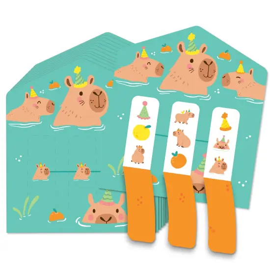 Big Dot of Happiness Capy Birthday - Capybara Party Game Pickle Cards - Pull Tabs 3-in-a-Row - Set of 12 {1}