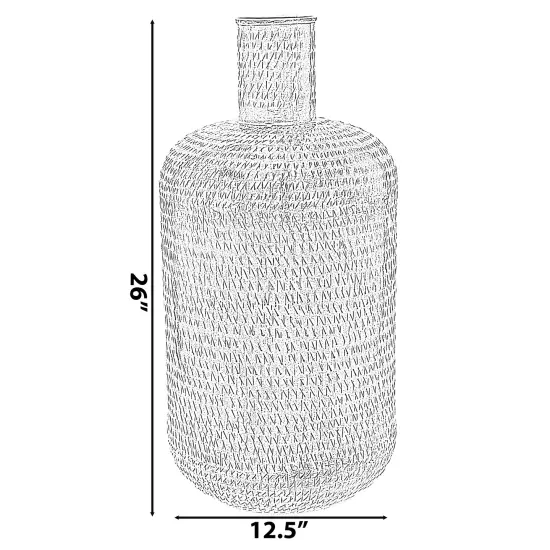 Antique Gold Metal 26 in Tall Floor Bottle Shape Vase for Entryway, Living Room, or Dining Room, Decorative, Tall, Home Decor, Classic Design, Living Room Centerpiece, Gold Finish, Unique Floor Accent {4}