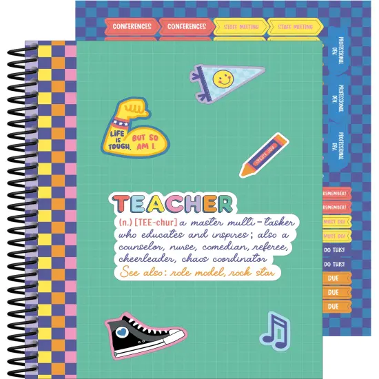 Carson Dellosa We Stick Together Teacher Planner 2025-2026, Undated 8" x 11" Lesson Plan Book With Retro Stickers, Class Schedule, Weekly Calendar, Homeschool and School Supplies, Classroom Must Haves {1}