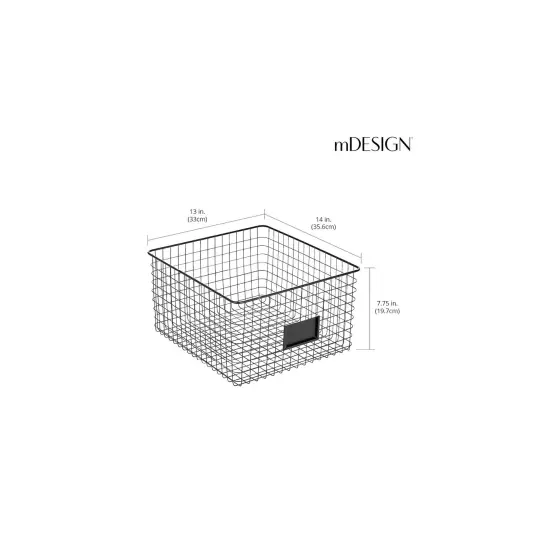 mDesign Wide Bedroom Closet Storage Organizer Basket, Label Slot {3}