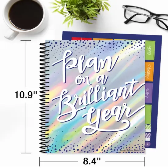 Carson Dellosa Sparkle and Shine Teacher Planner 2025-2026, Undated Holographic 8" x 11" Lesson Plan Book, Stickers, Class Schedule, Weekly Calendar School Supplies, Homeschool, Classroom Must Haves {2}