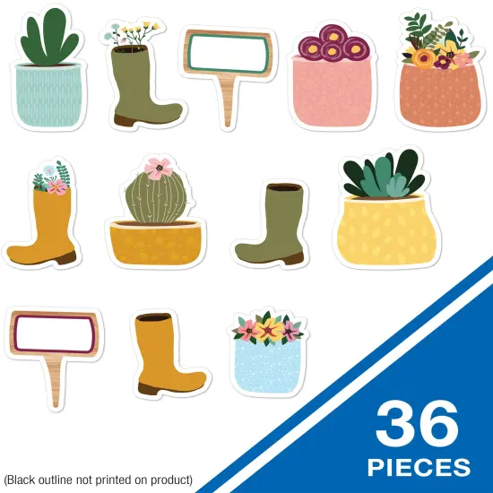 Carson Dellosa Grow Together 36-Piece Garden Decor, Modern Farmhouse Gardening Boots, Signs, Plant Pot, and Flower Cutouts for Bulletin Board, and Spring Decorations {2}