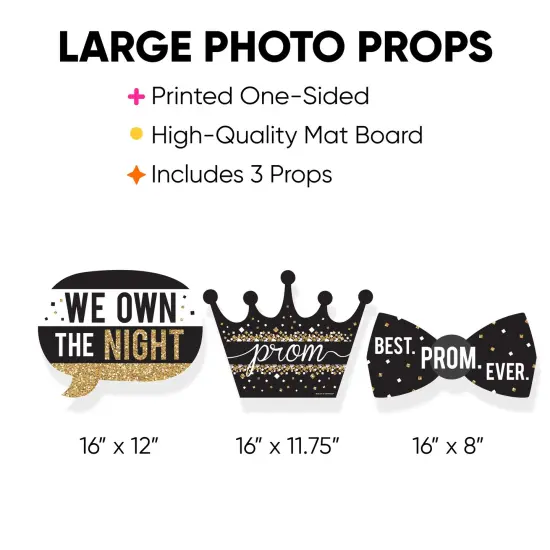 Big Dot of Happiness Prom - Talk Bubble, Crown, and Tie Decorations - Prom Night Party Large Photo Props - 3 Pc {4}