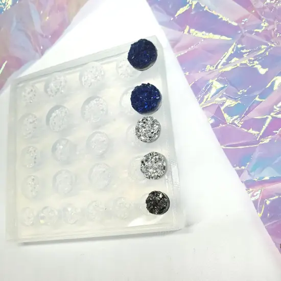 Variety Size Chunky Druzy Cabochon Silicone Mold | 8mm 10mm and 12mm Druzy Earrings Mold(B1) {5}