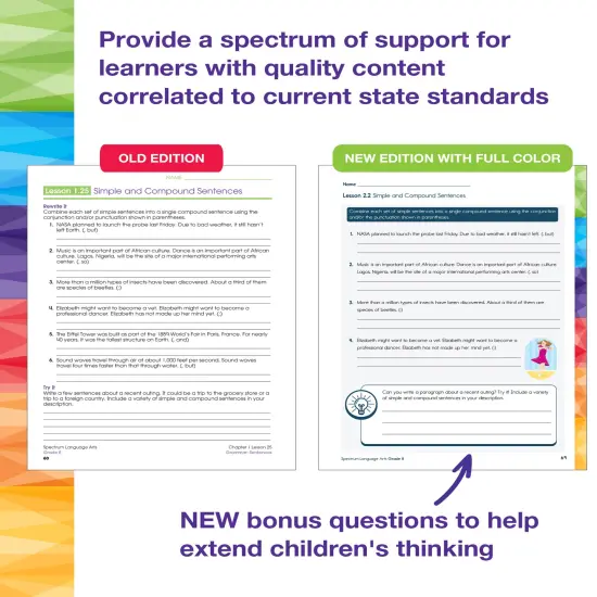 Spectrum Grade 8 Language Arts Workbook, ELA Middle School Books for Kids Ages 13-14 Covering Grammar, Vocabulary, Sentence Structure, Parts of Speech, and More, Classroom or Homeschool Curriculum {3}