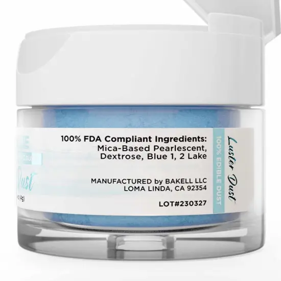 Bakell - Soft Blue Luster Dust (4g, 1x Jar) Edible Vegan Dust & Paint for Baking, Desserts and Beverages {6}