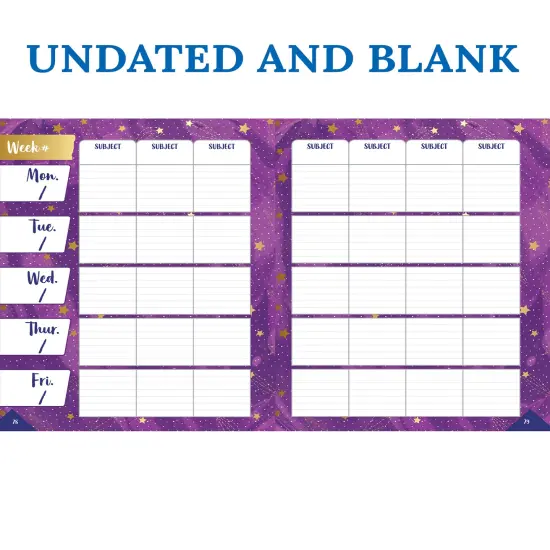 Carson Dellosa Galaxy Teacher Planner 2025-2026, Undated 8" x 11" Space Theme Lesson Plan Book With Retro Stickers, Class Schedule, Weekly Calendar, Classroom Must Haves, Homeschool or School Supplies {4}