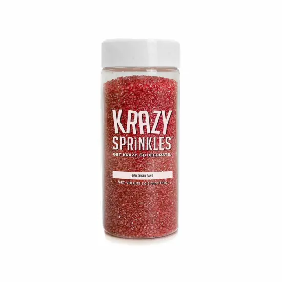 Krazy Sprinkles - Red Pearl Sugar Sand (1/2 Cup, 1x Jar) for Cakes, Ice Cream & Cookies {3}
