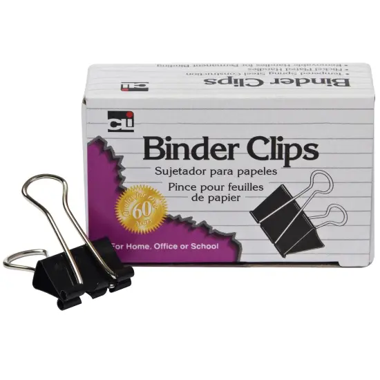 Binder Clips, Medium, 5/8" Capacity, 12 Per Box, 24 Boxes {2}