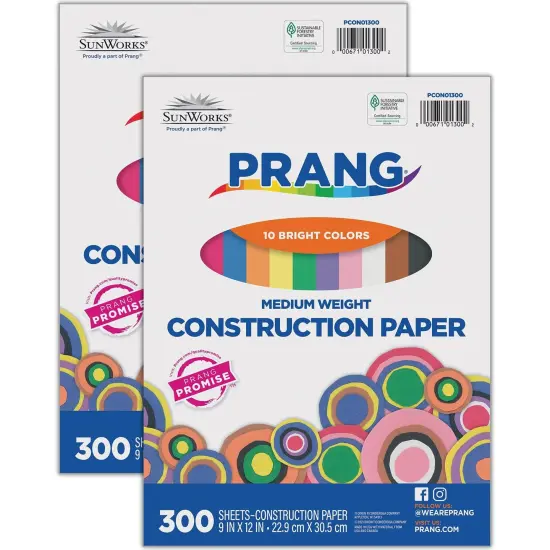 Construction Paper, 10 Assorted Colors, 9" x 12", 300 Sheets Per Pack, 2 Packs {1}