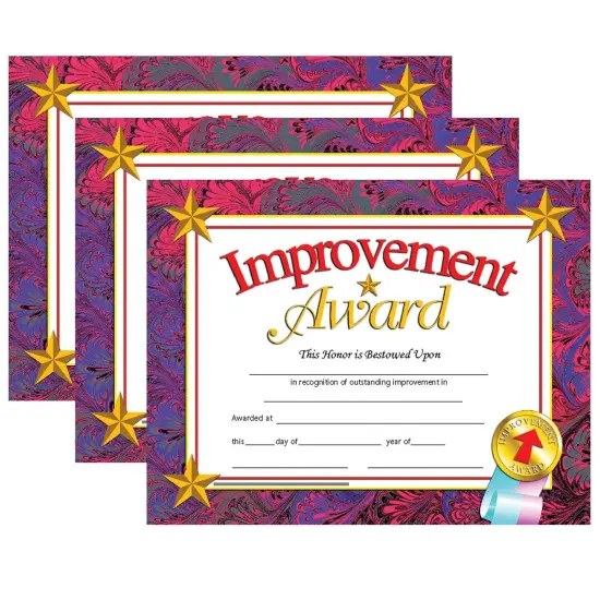 Improvement Award Certificate, 30 Per Pack, 3 Packs {1}