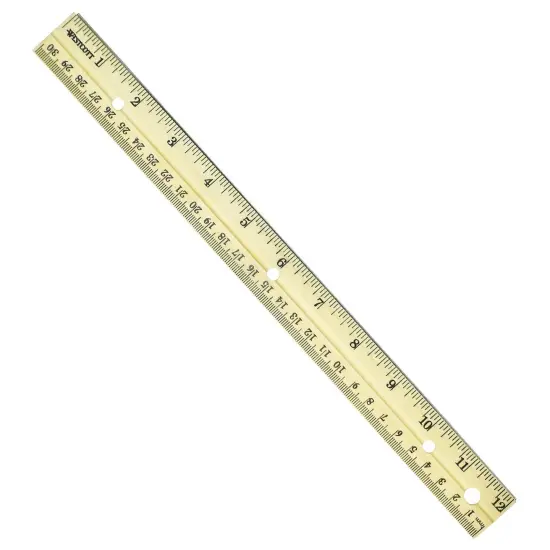 12" Hole Punched Wood Ruler English and Metric With Metal Edge, Pack of 36 {2}